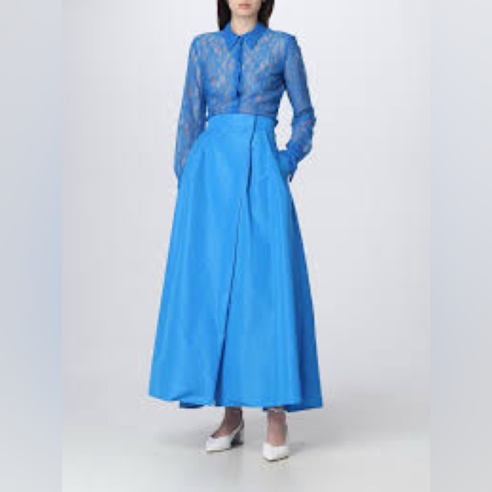 NWT Pinko Bright Blue Lace Blouse Size IT 40 US 4 SMALL Made in Italy Designer